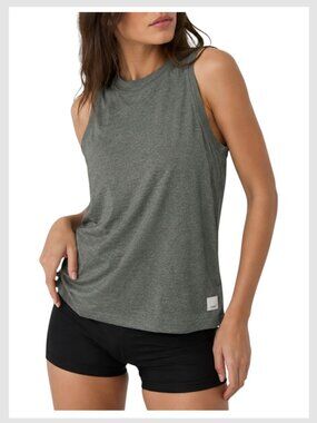Vuori Energy Tank Heathered Olive Performance Workout Top L